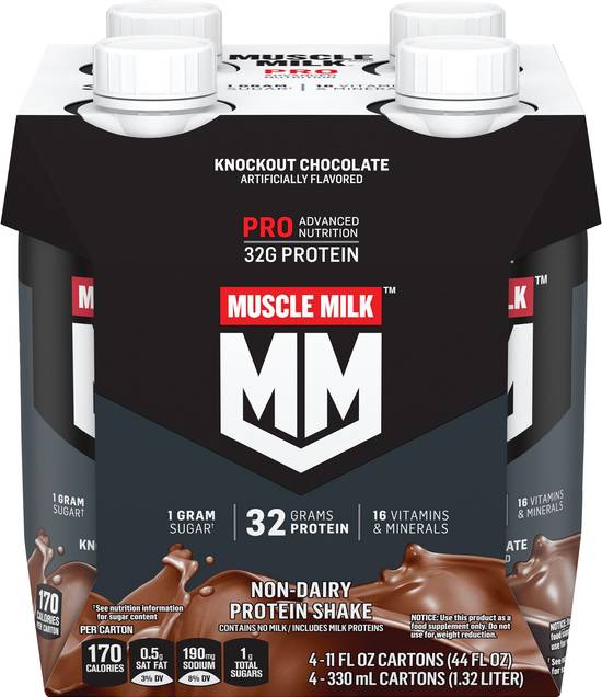 Muscle Milk Pro Knockout Chocolate Protein Shake (4 ct, 11 fl oz )
