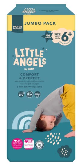 ASDA 6+, Little Angels Comfort & Protect Jumbo pack Nappies (46 pack)
