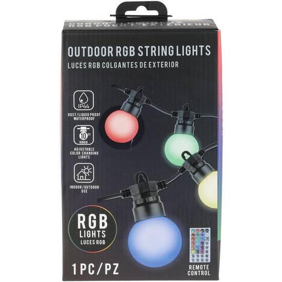 Outdoor RGB String Lights with Remote, 10ft, 10 Bulbs
