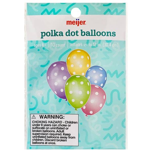 Meijer Balloons, Polka Dots, 10 ct