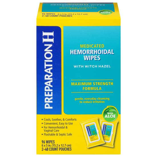 Preparation H Hemorrhoidal Medicated Wipes With Witch Hazel (96 pouches)