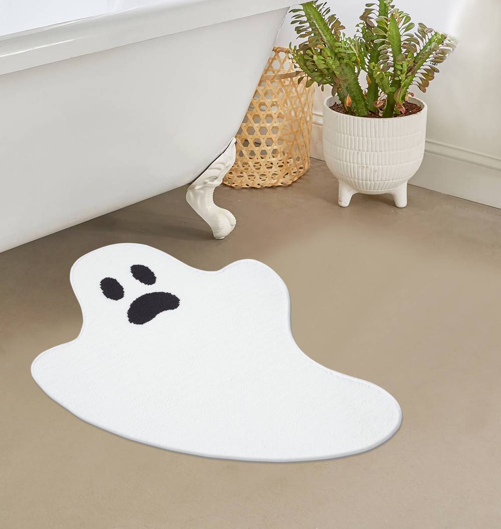 Haunted Living 23-in x 26-in White Black Polyester Bath Rug | 32912