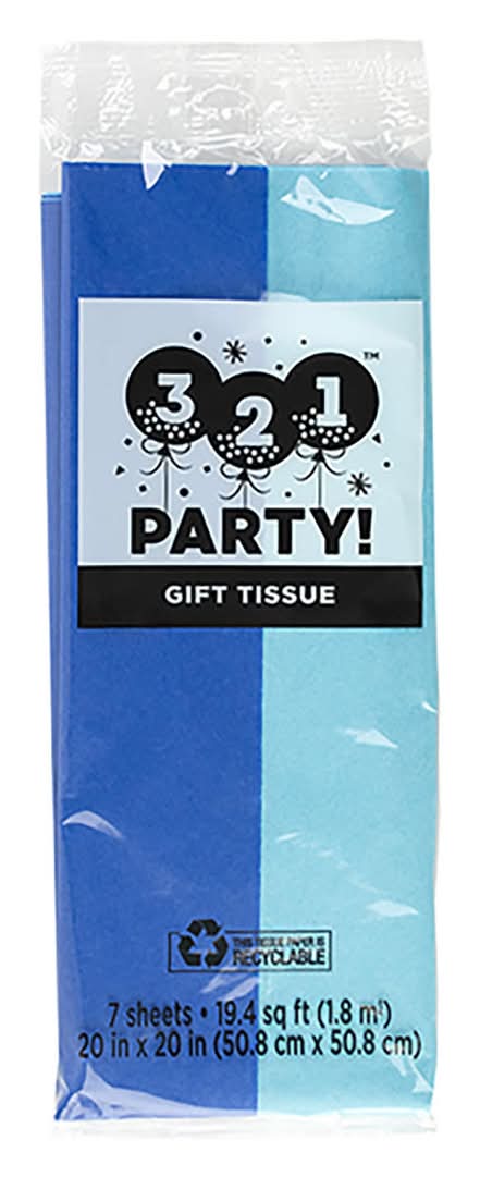 321 Party! Blue Gift Tissue 7 Ct