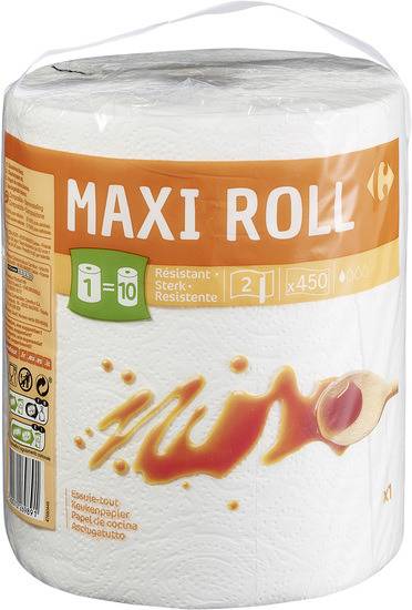 Essuie-tout Maxi Roll CARREFOUR - le rouleau de 450 feuilles