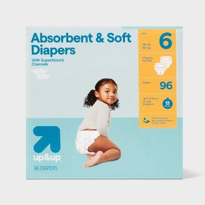 up&up Disposable Diapers Giant pack, Size 6 (96 ct)