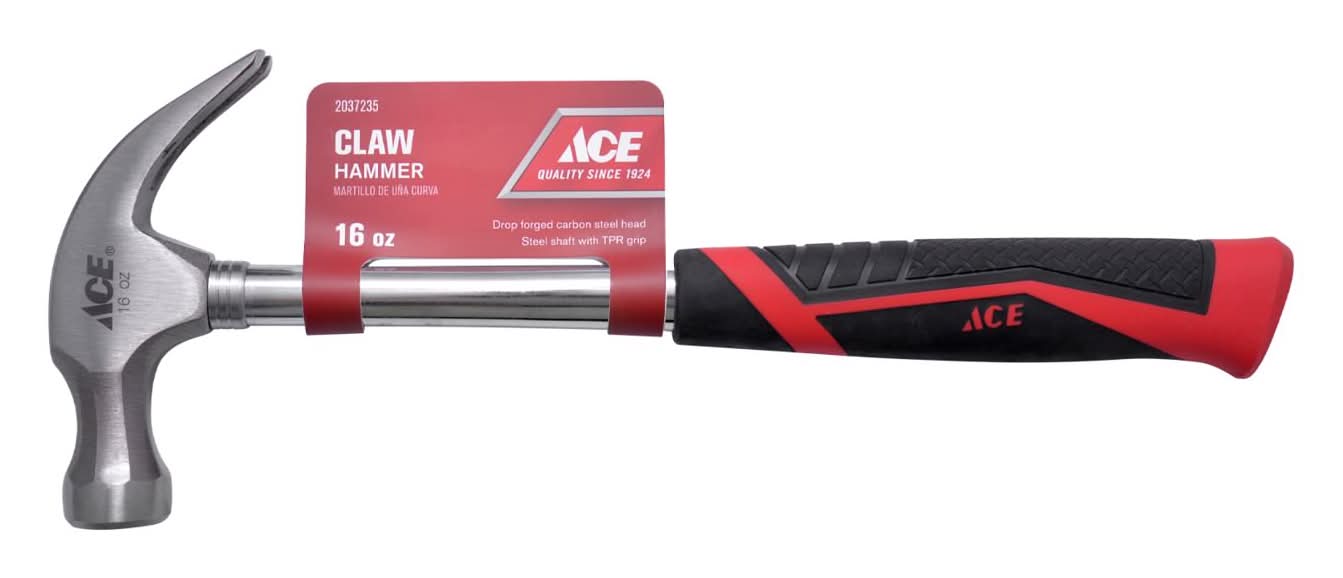 ACE 16 Oz Smooth Face Claw Hammer 10 In. Steel Handle