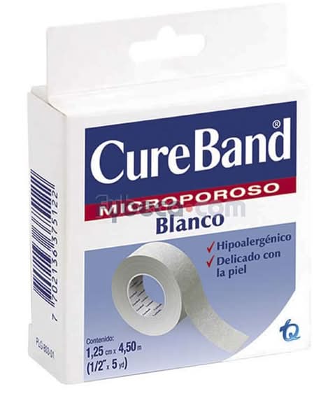 Esparadrapo Cure Band Micropore Blanco 1.25 Cm X 4.5 M (1/2  X 5 Yd)