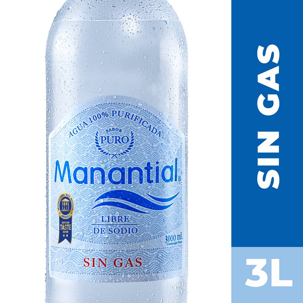 Manantial · Agua purificada sin gas (3 L)