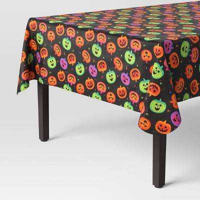 Hyde & EEK! Boutique Oblong Halloween Peva Tablecloth Jack-O-Lanterns, 60 x 84, Multicolor