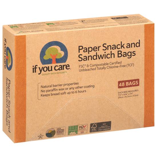 If You Care Compostable Paper Snack & Sandwich Bags (48 bags)