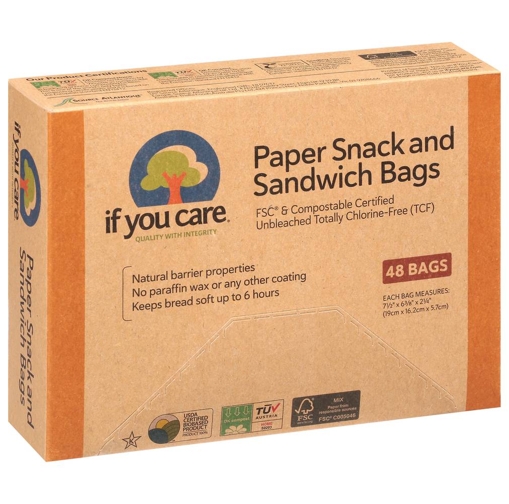 If You Care Compostable Paper Snack & Sandwich Bags