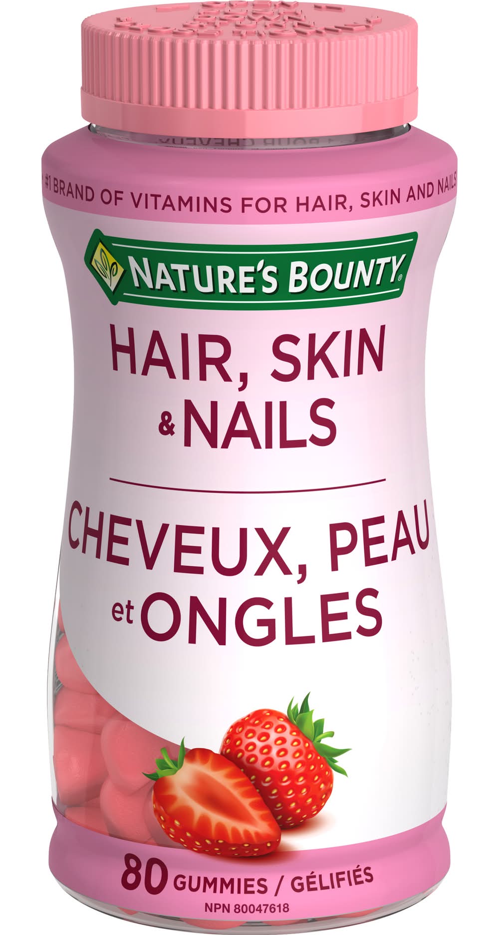 Nature's Bounty Hair Skin & Nails Biotin Gummies, Strawberry (80 ct)
