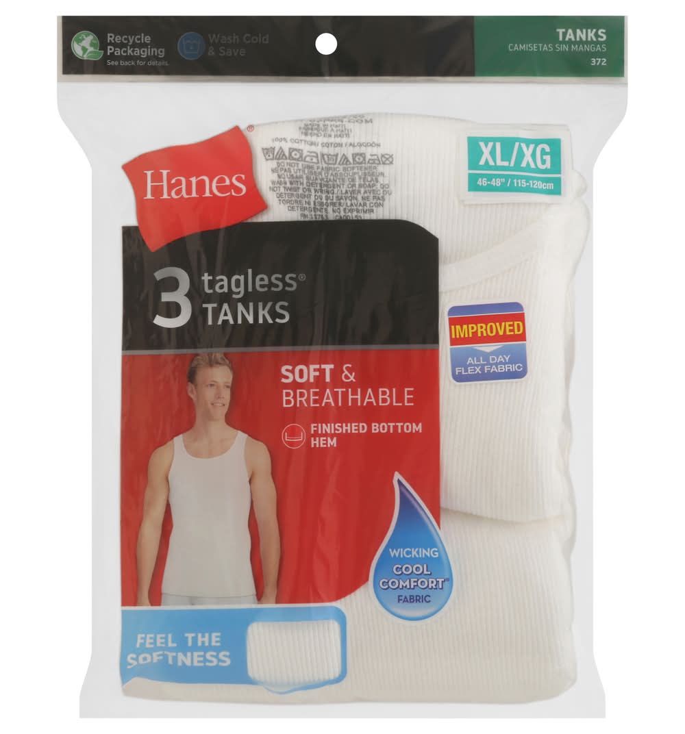 Hanes White Tagless Tanks Xl
