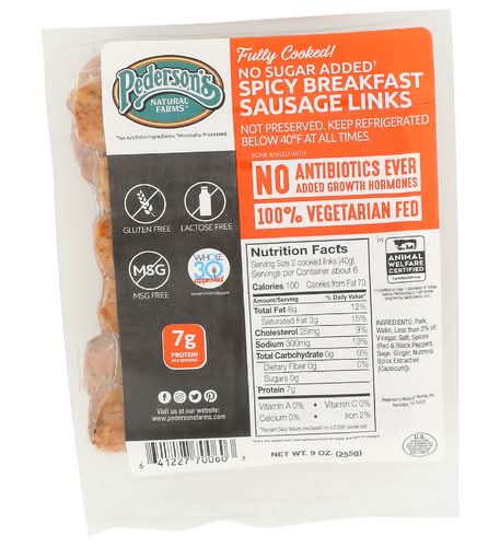Pederson's Spicy Breakfast Pork Sausage Links