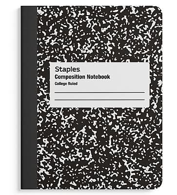STAPLES Composition Notebook, 9.75” x 7.5”, College Ruled, 100 Sheets, Black
