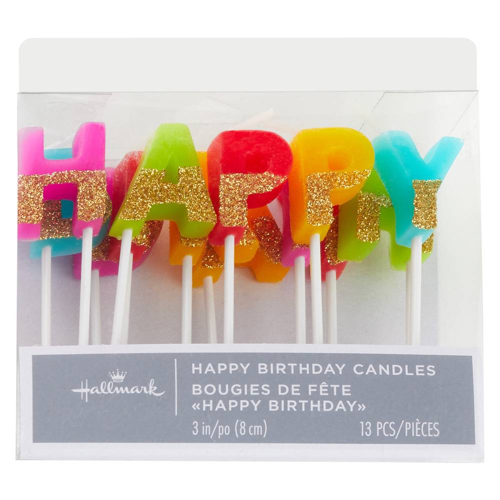 Hallmark Happy Birthday Candles, 3 in (8 cm), Multicolor (13 ct)