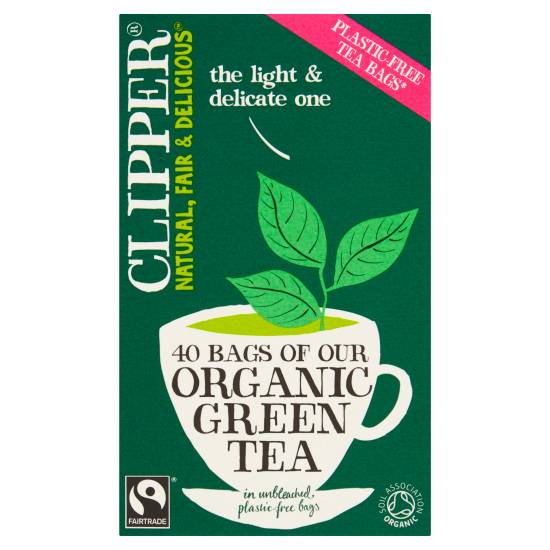 Clipper Fairtrade Organic Green Tea in Unbleached, PlasticFree Bags