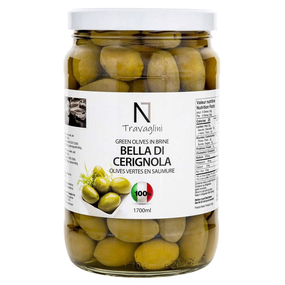 Travaglini Olives Vertes Cerignola En Saumure 1,7L