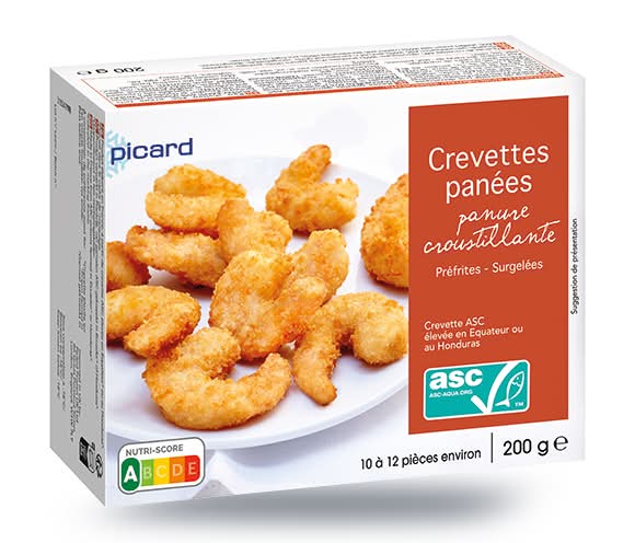 Crevettes panées, 10 à 12 pièces, élevées Equateur