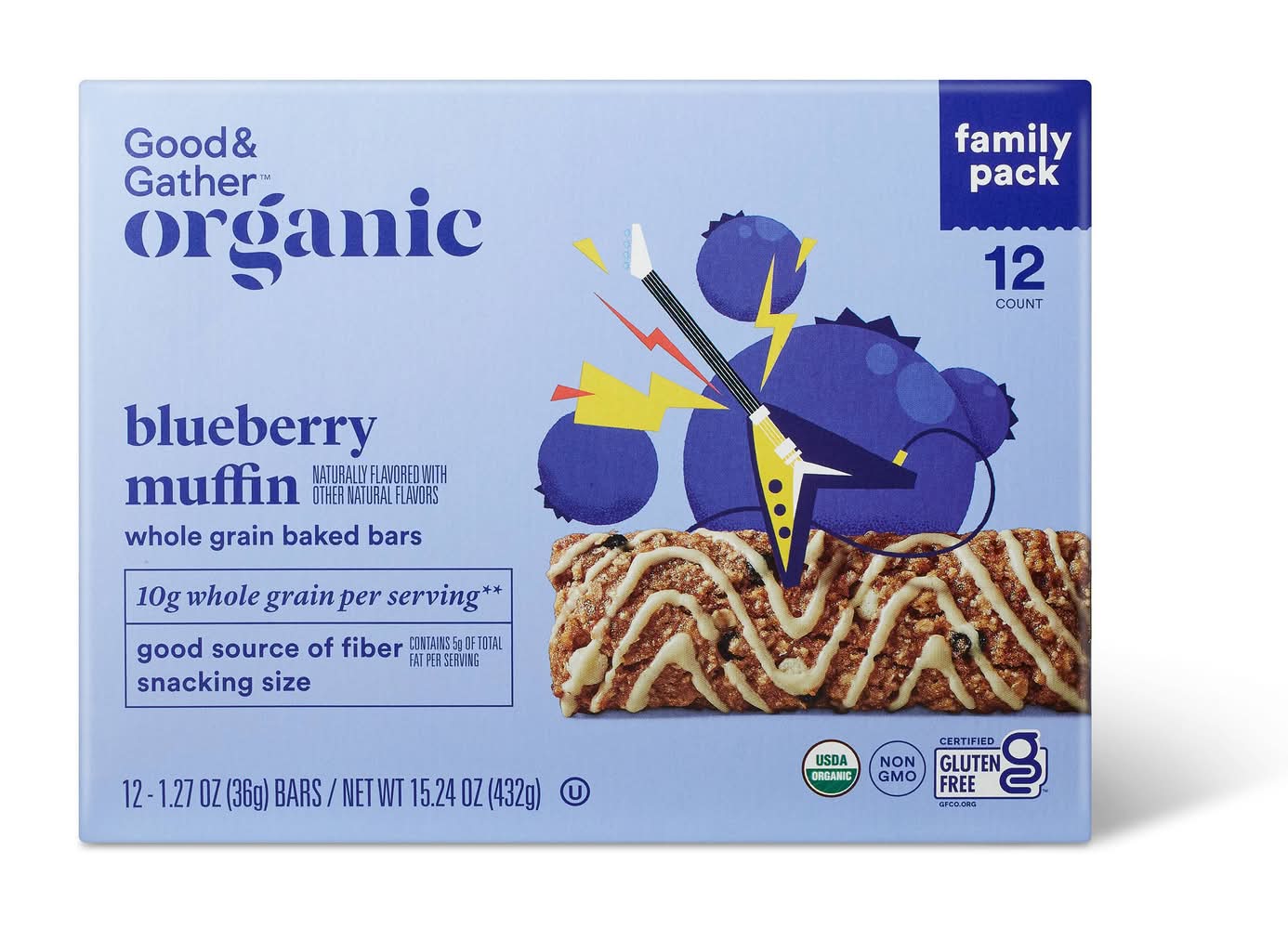 Good & Gather Organic Muffin Whole Grain Baked Bars, Blueberry (1.27 oz, 12 ct)