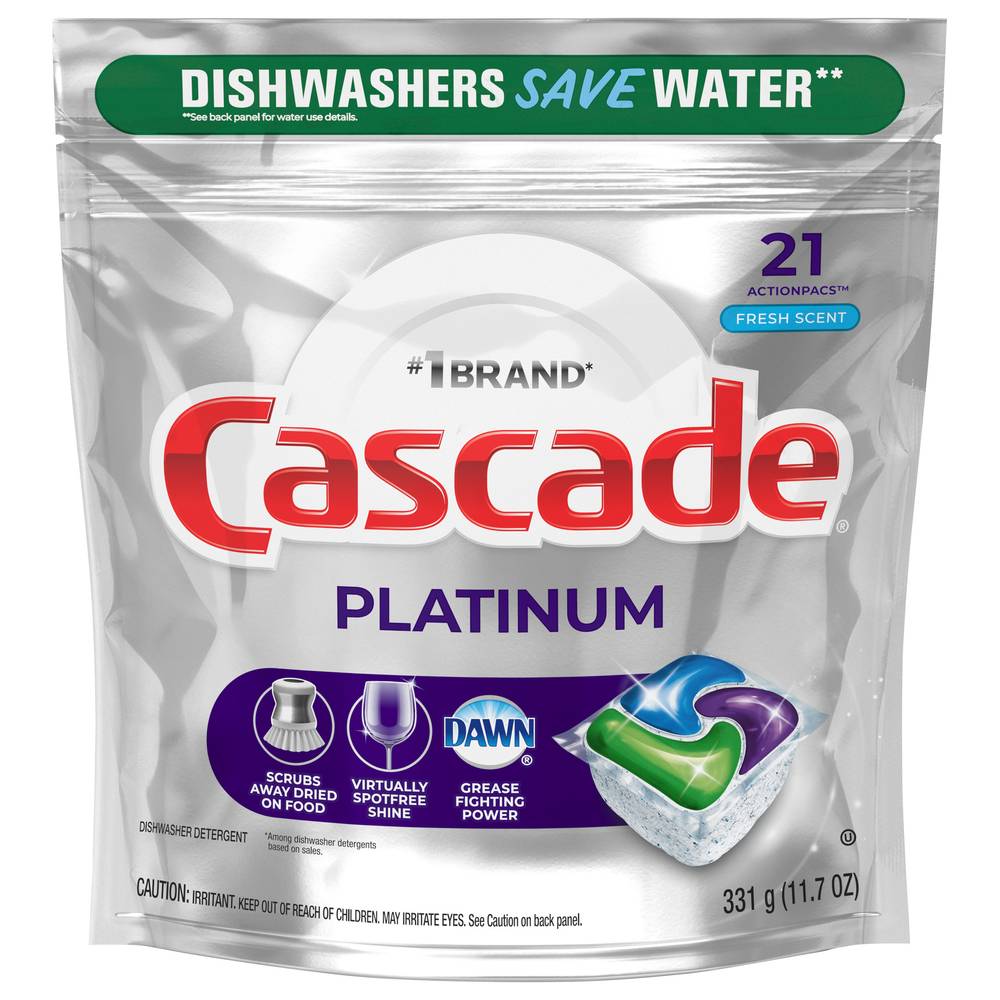 Cascade Platinum Actionpacs Fresh Scent Dishwasher Detergent (21 ct)