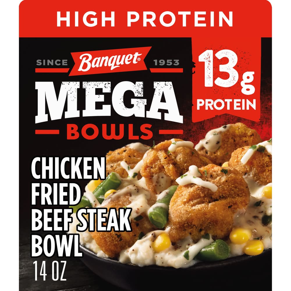 Banquet Mega Bowls Chicken Fried Beef Steak Frozen Dinner (14 oz)