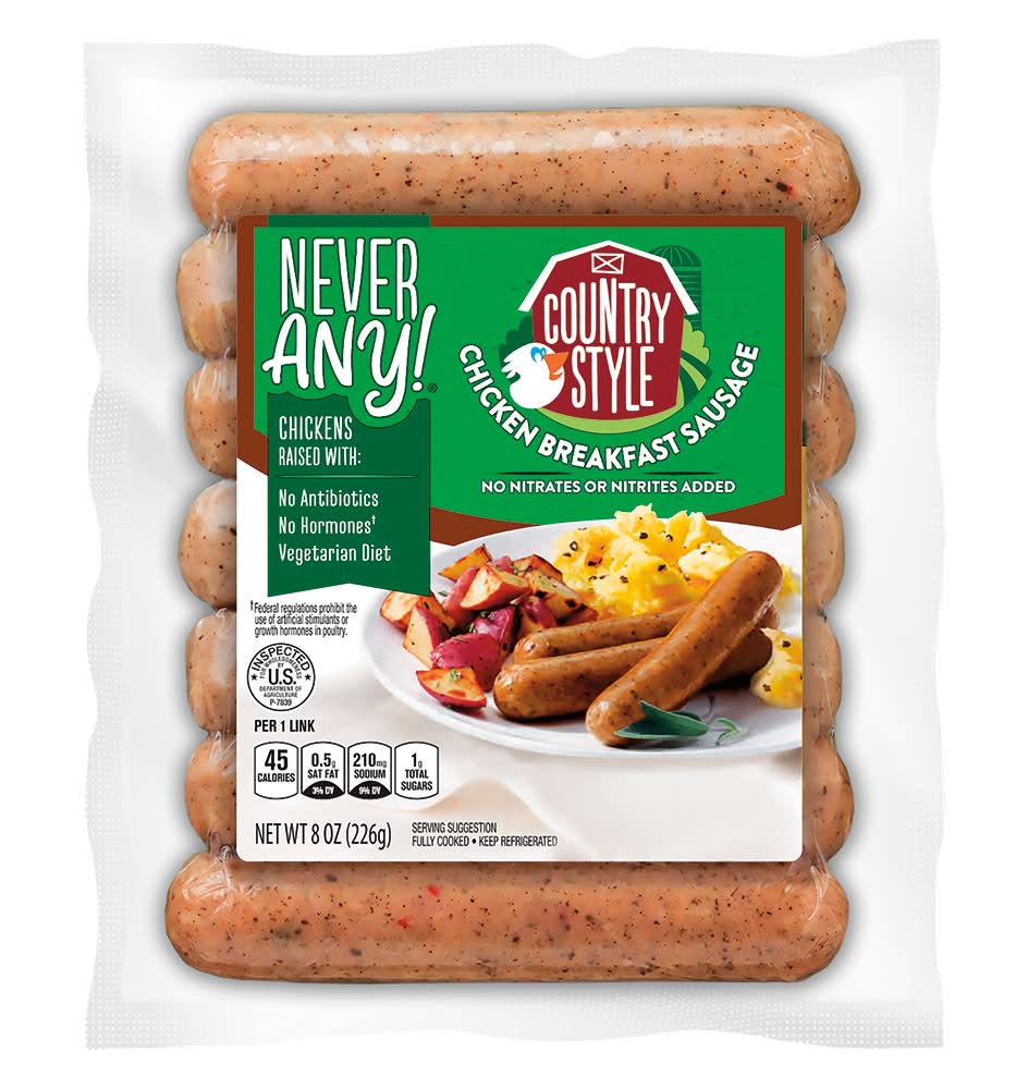 Never Any! Country Style Chicken Breakfast Sausages (8 oz, 7 ct)