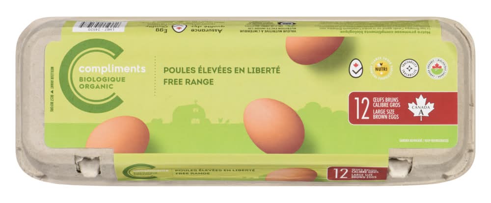 Compliments Organic Free Range Brown Eggs, Large (12 ct)