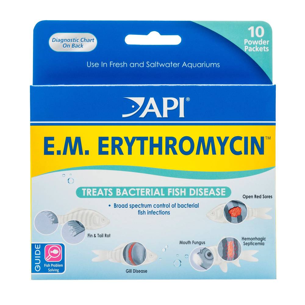 Api E.m. Erythromycin Fish Bacterial Infection Treatment Powder Packets