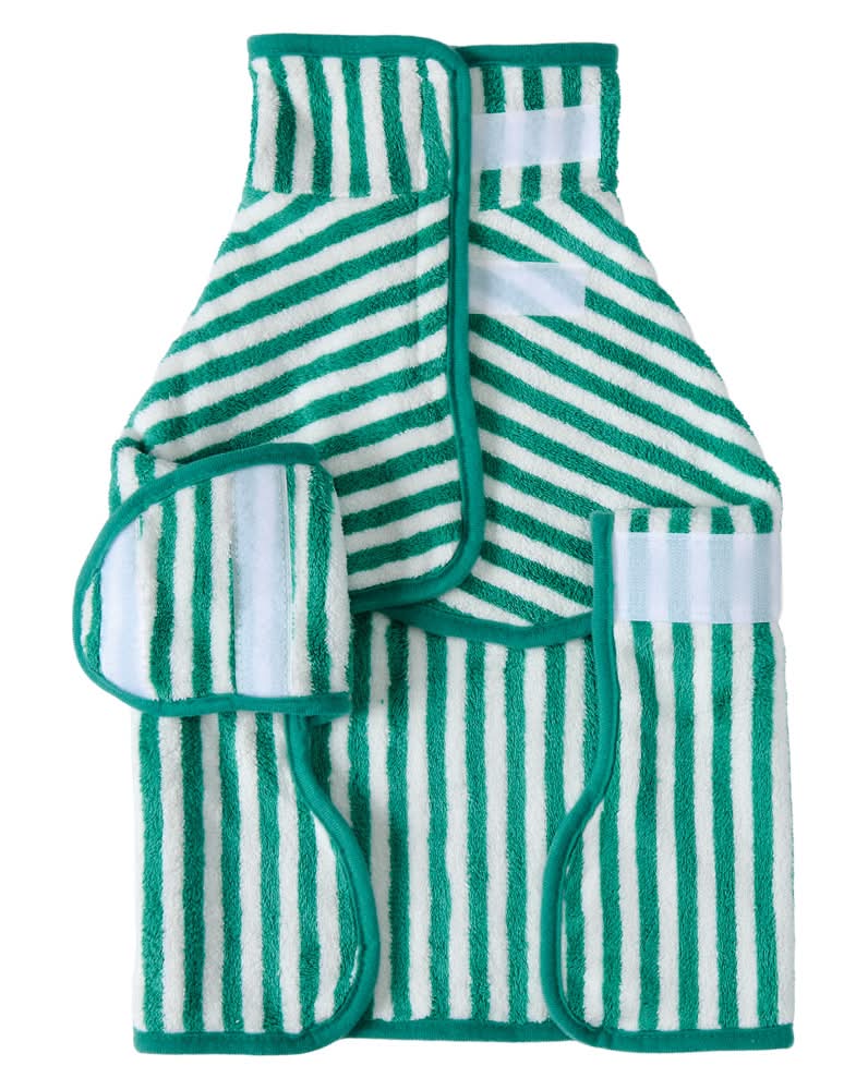 Heart to Tail Emerald Stripe Wearable Pet Towel - S