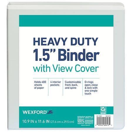 Wexford Heavy Duty 1.5 Inch Binder With View Cover