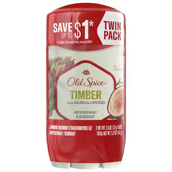 Old Spice Timber With Sandalwood Antiperspirant Deodorant (2 ct)