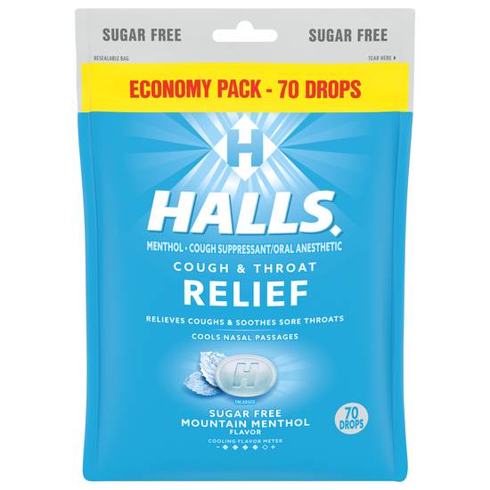 Halls Mountain Menthol Cough & Throat Relief Drops (70 ct)