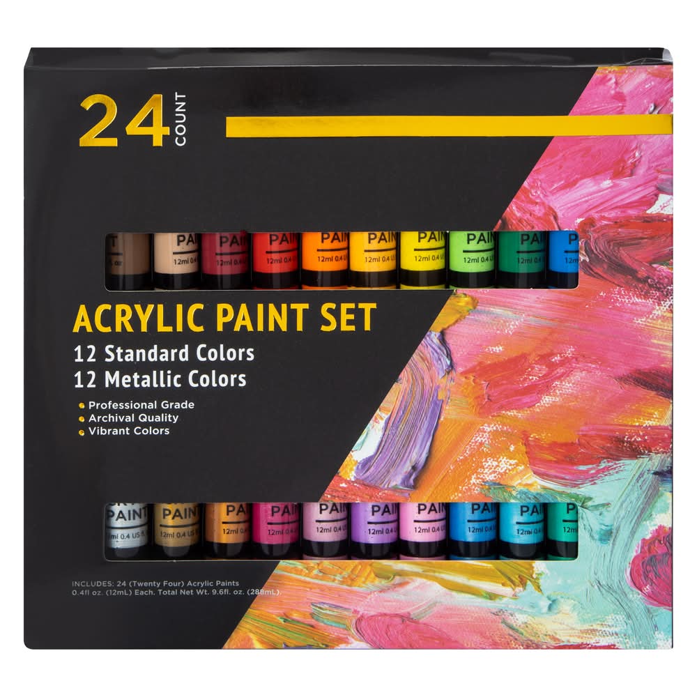 Acrylic Paint Set, Assorted (9.6 fl oz, 24 ct)