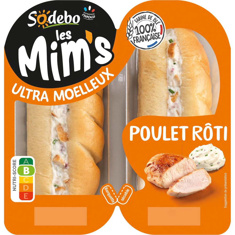 Sodebo - Les mim’s sandwich ultra moelleux, poulet rôti fromage frais (2)