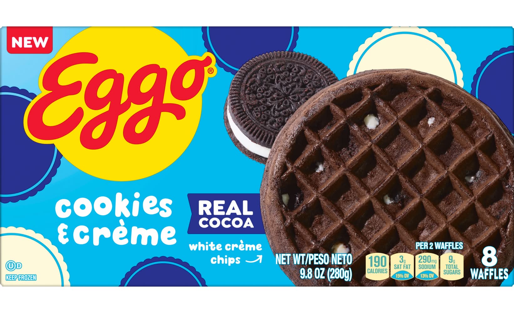 Eggo Frozen Waffles, Cookies & Crème (9.8 oz, 8 ct)