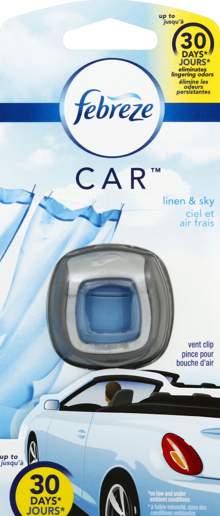 Febreze Car Vent Clip Air Freshener, Linen & Sky (0.06 fl oz)