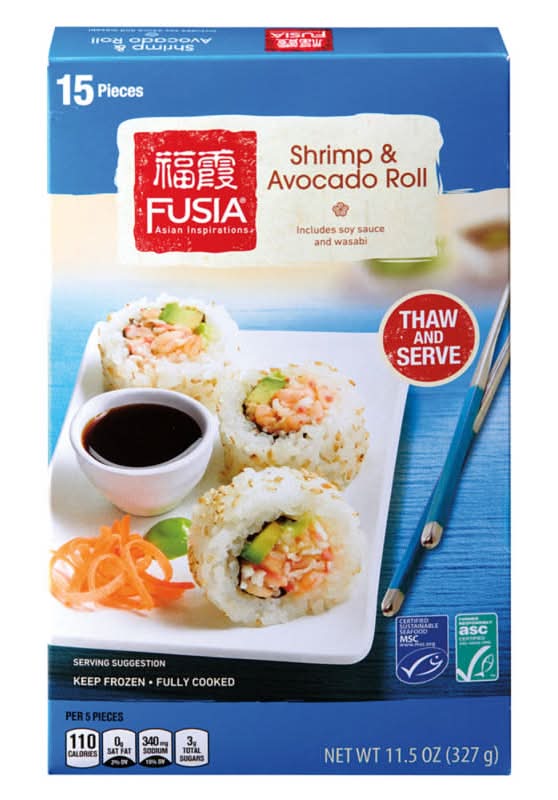 Fusia Asian Inspirations Shrimp & Avocado Roll (11.5 oz, 15 ct)