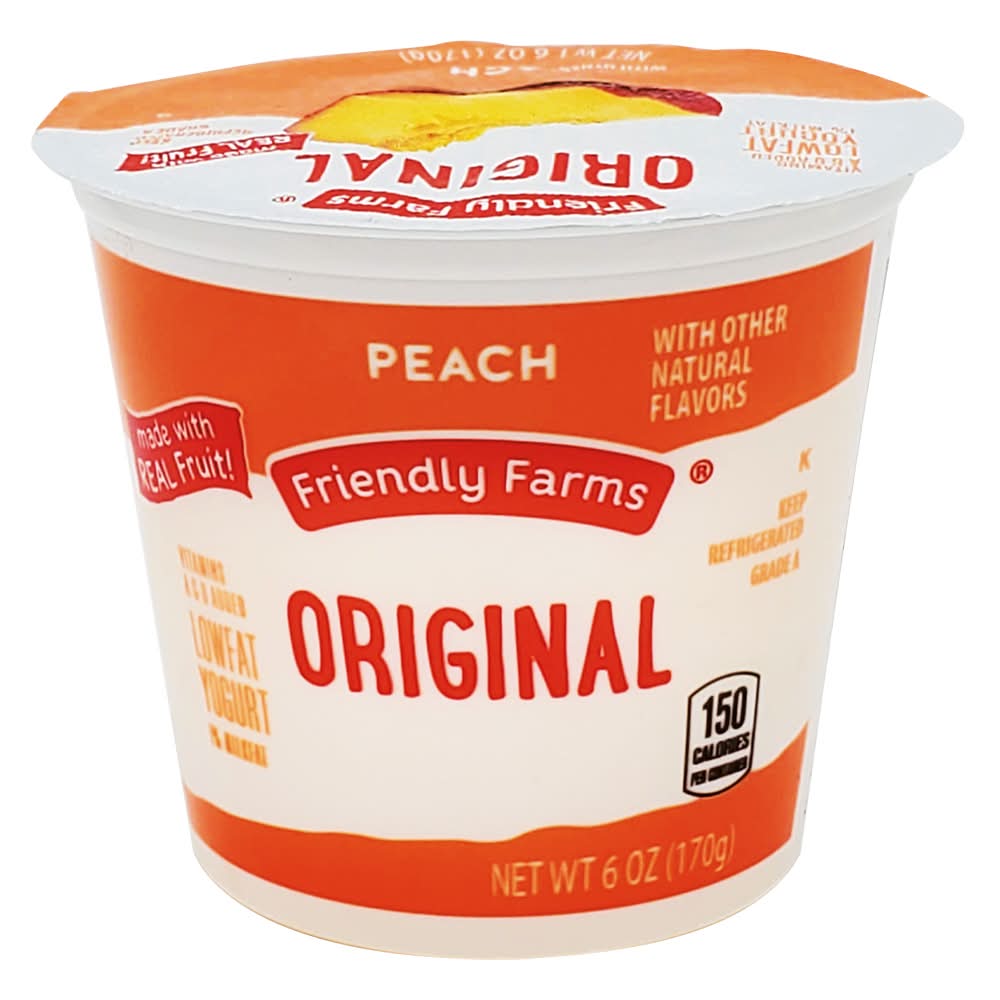 Friendly Farms Original Lowfat Yogurt, Peach (6 oz)