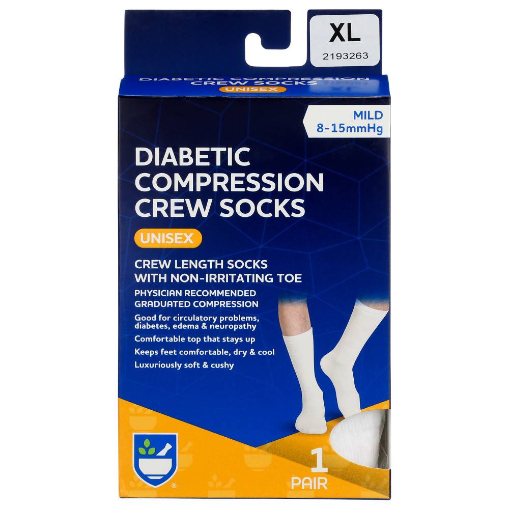 Rite Aid Uni-Sex Diabetic Crew Sock - White, Xl, 1 Pair