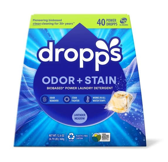 Dropps Odor & Stain Laundry Detergent Pods, Lavender Meadow (12.6 oz, 40 ct)