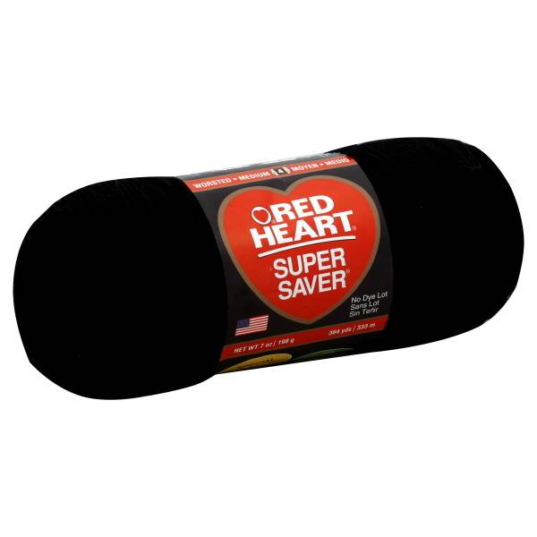 Red Heart Super Saver Medium Acrylic Yarn (black)