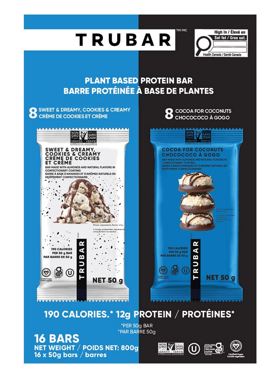 Trubar - Barre Protéinée D'Origine Végétale, 16 × 50 G / Trubar Plant Based Protein Bar, 16 × 50 G