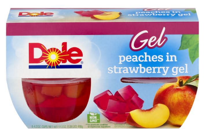 Dole Gel Diced Peaches, Strawberry (4 x 4.3 oz)