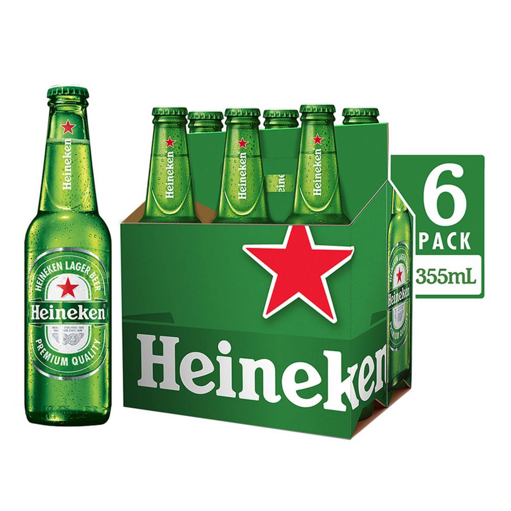 Heineken cerveza premium (6 pack, 355 ml)
