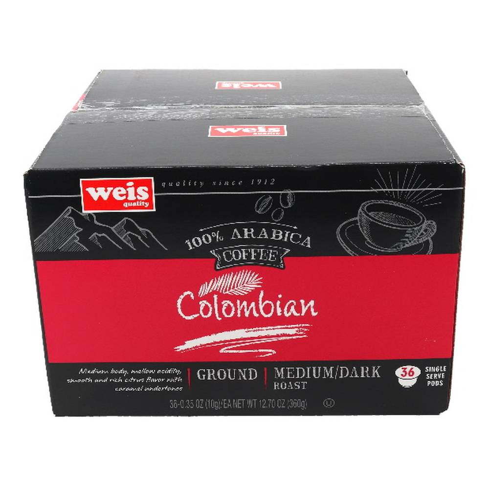 Weis 100% Arabica Columbian Coffee Pods (12.7 oz, 36 ct)