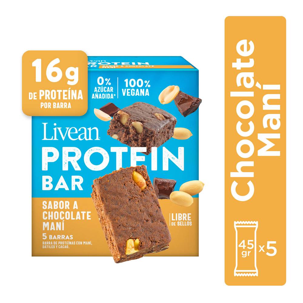 Livean barra proteína chocolate maní (caja 5 u)