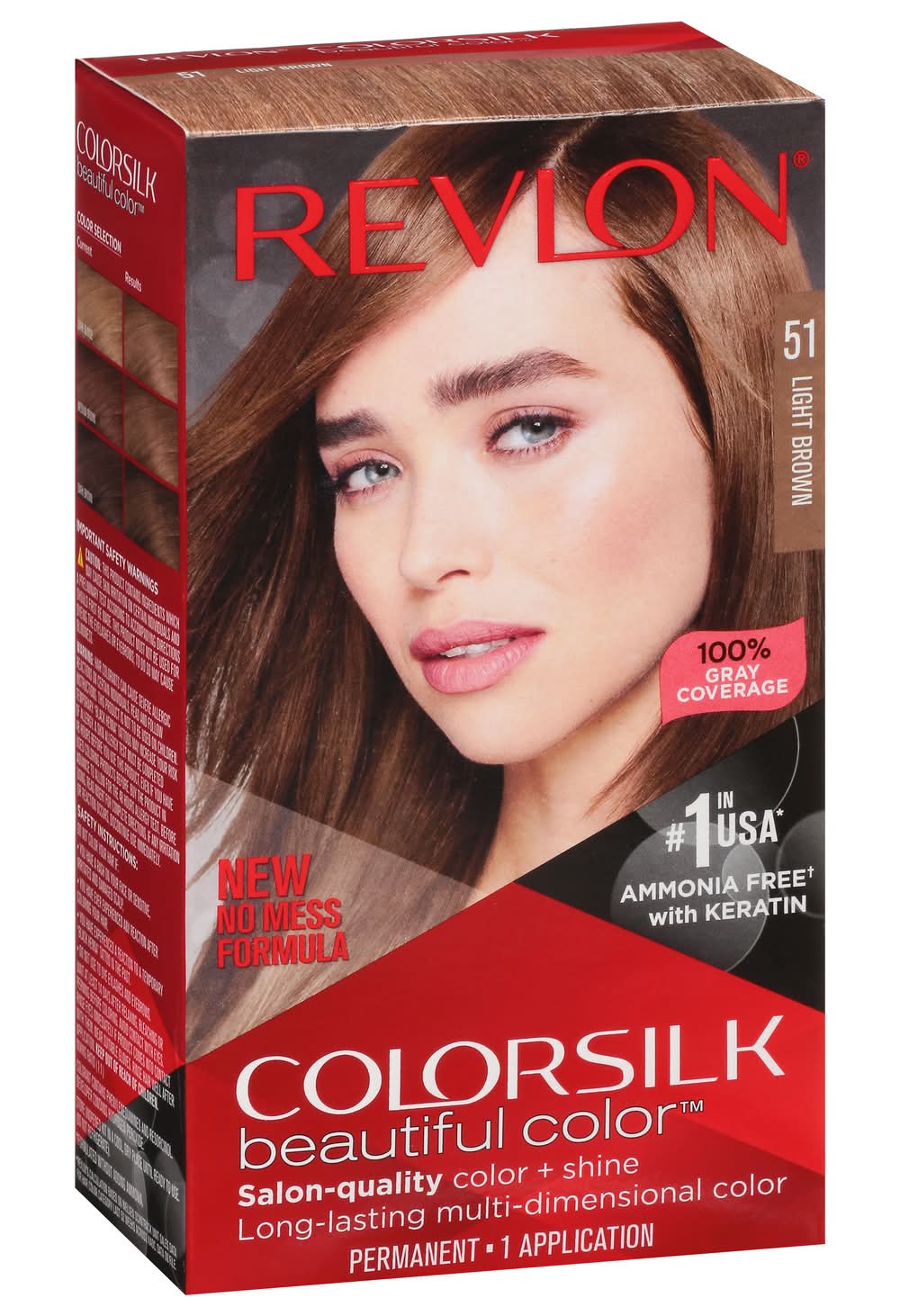 Revlon Colorsilk Vegan Keratin Permanent Hair Color, Light Brown 51