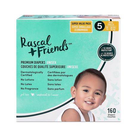 Rascal + friends rascal + friends les couches premium - pack super  Žconomique - premium diapers pack (160 units), Delivery Near You