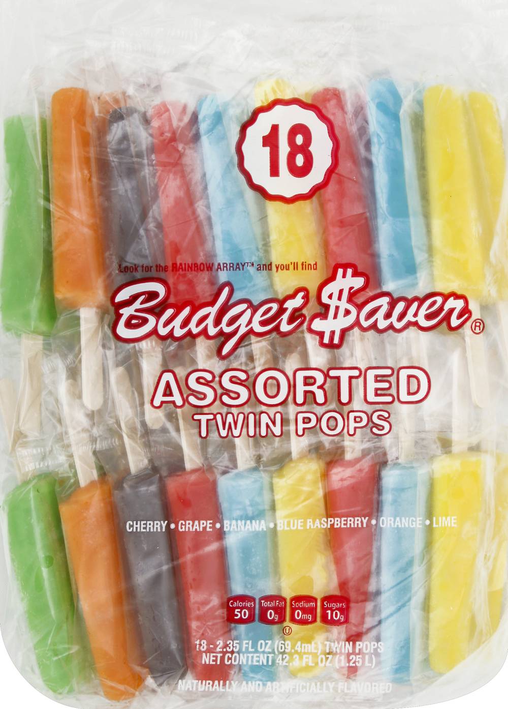 Budget Saver Twin Pops, Assorted (42.3 fl oz, 18 ct)